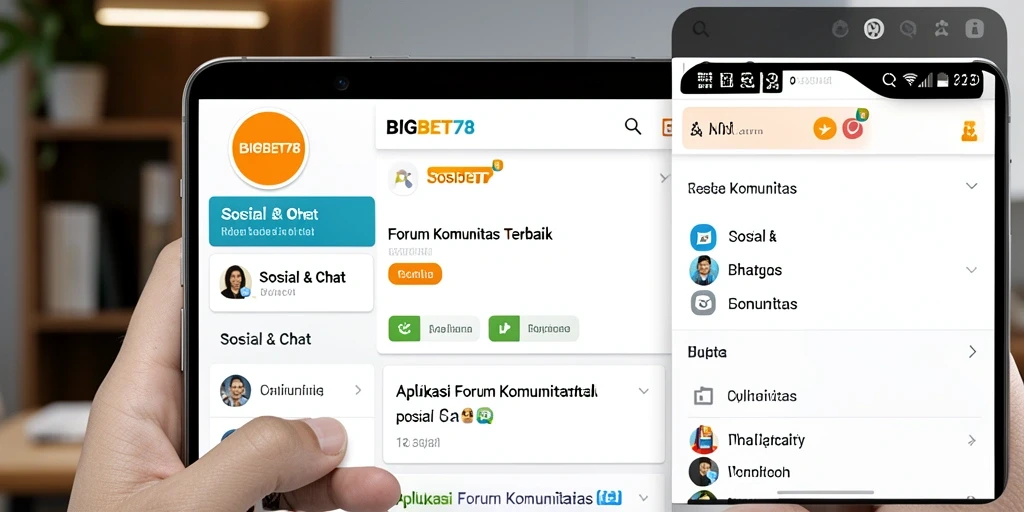 Antarmuka aplikasi forum komunitas BIGBET78 yang interaktif dan menarik.