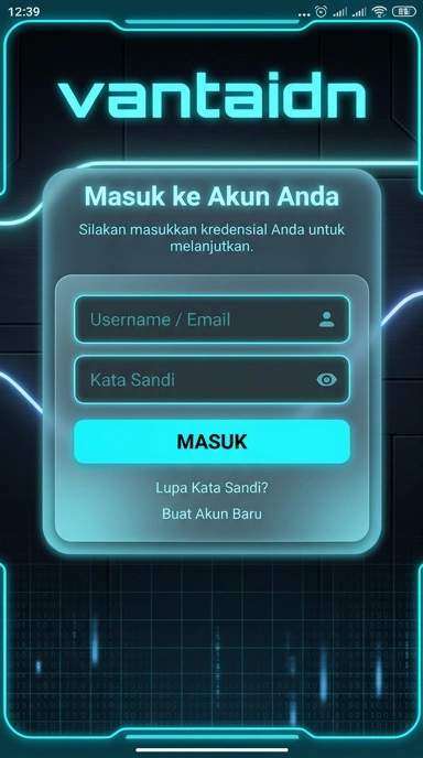 Tampilan halaman login vantaidn