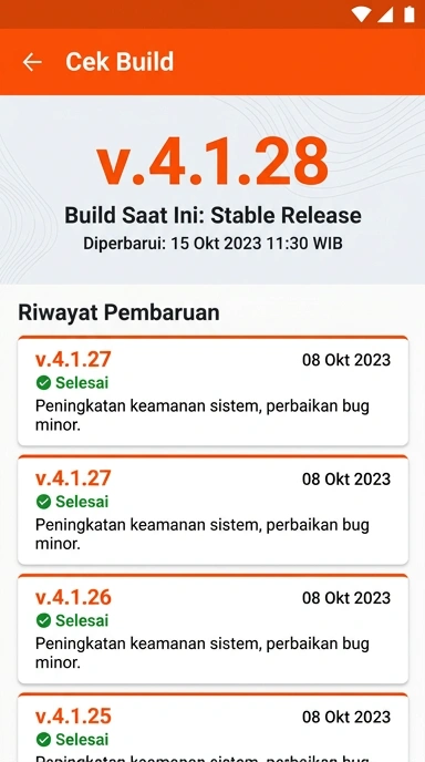 Tampilan riwayat versi vantaidn